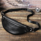 Versatile leather waist sling bag