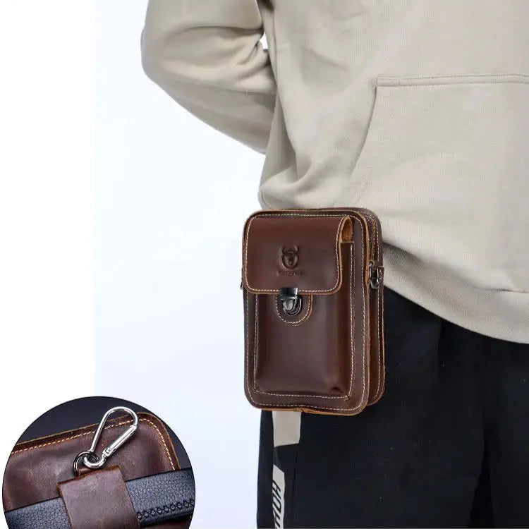 Men vintage leather crossbody bag