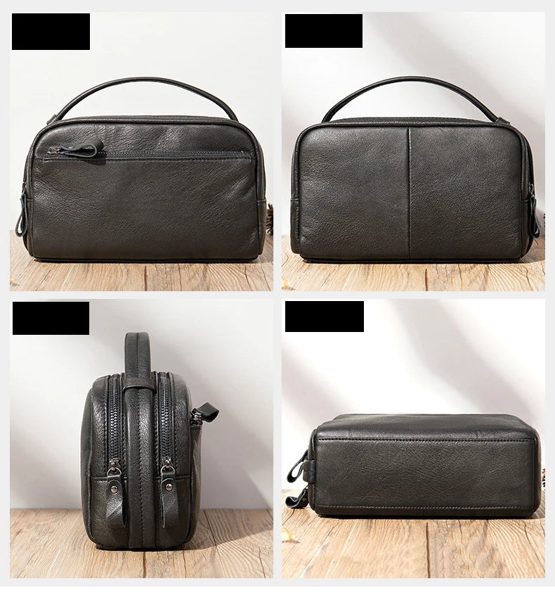 Zippered leather dopp kit
