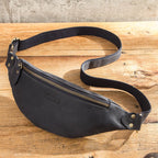 Versatile leather waist sling bag
