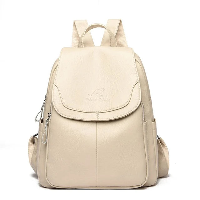 Casual leather knapsack
