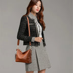 Leather shoulder handbag