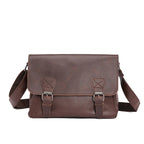 Slim leather messenger satchel