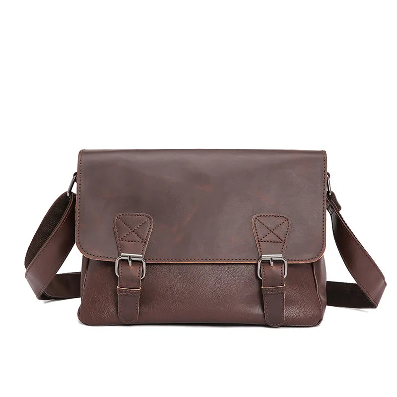 Slim leather messenger satchel