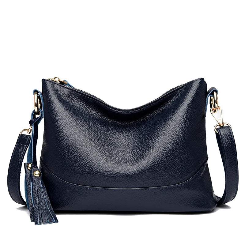 Leather shoulder handbag