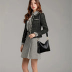 Leather shoulder handbag