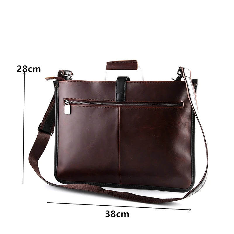 Large capacity leather messenger office bag