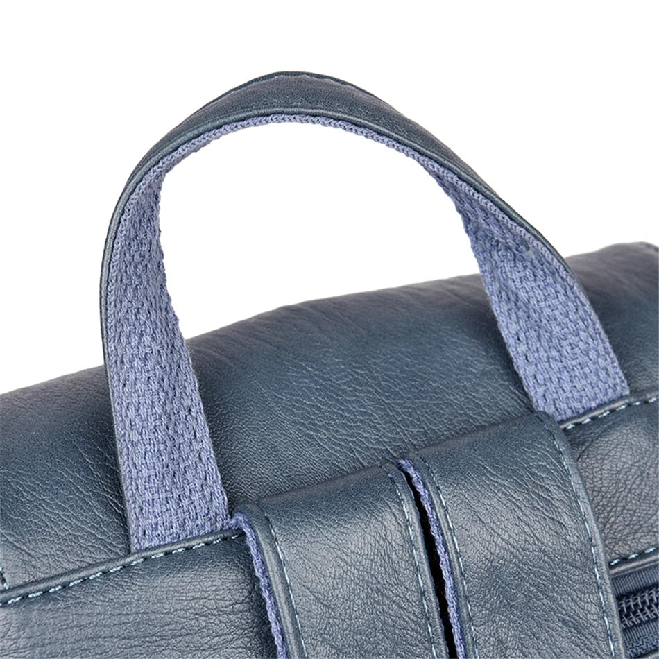 Casual leather knapsack