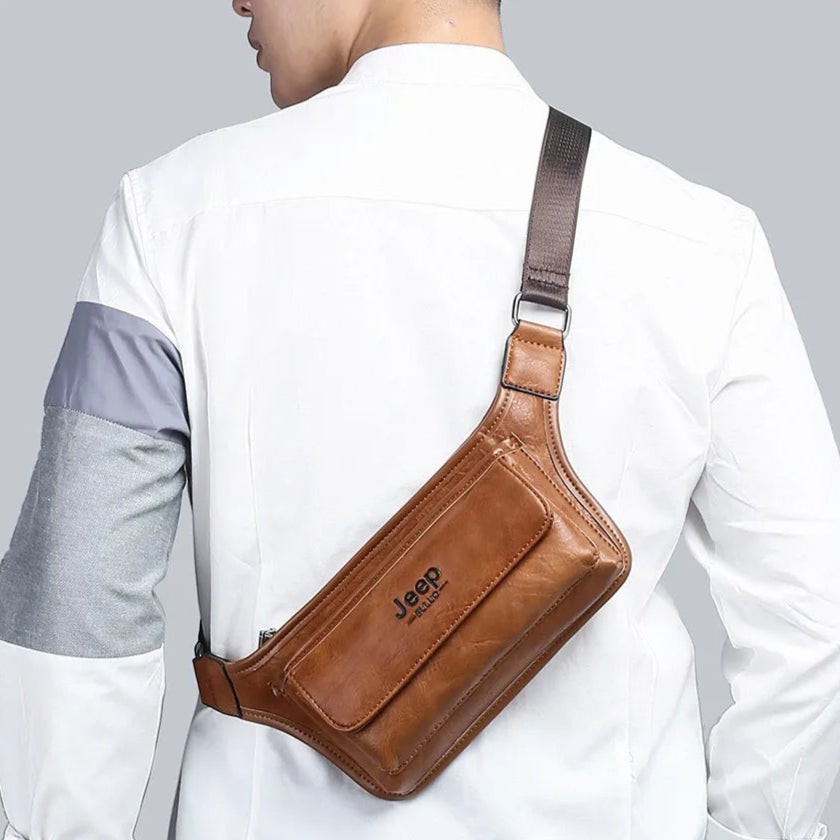 Outdoor leather bum bag