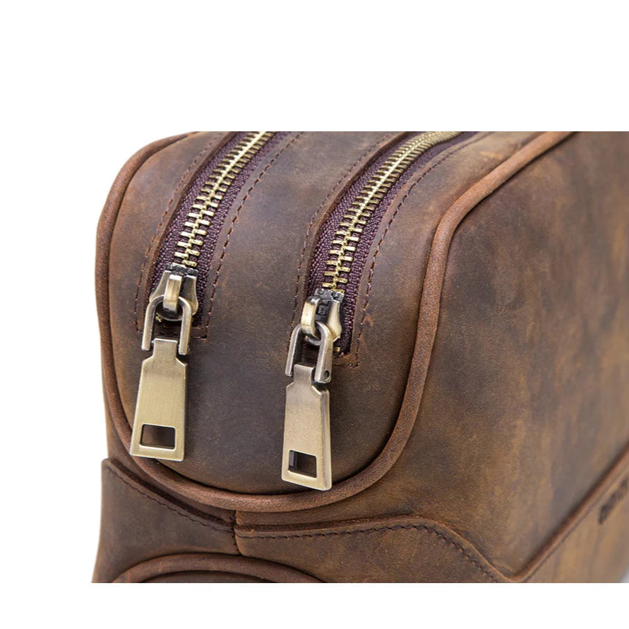 Minimalist leather toiletry bag