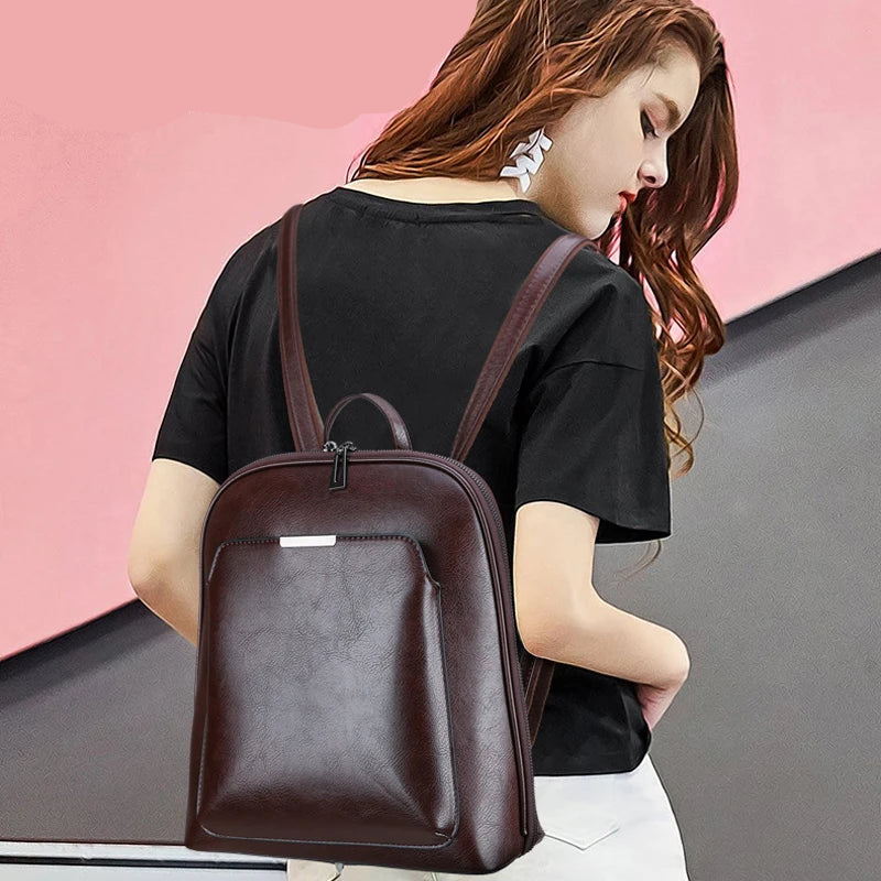 Travel vintage leather backpack