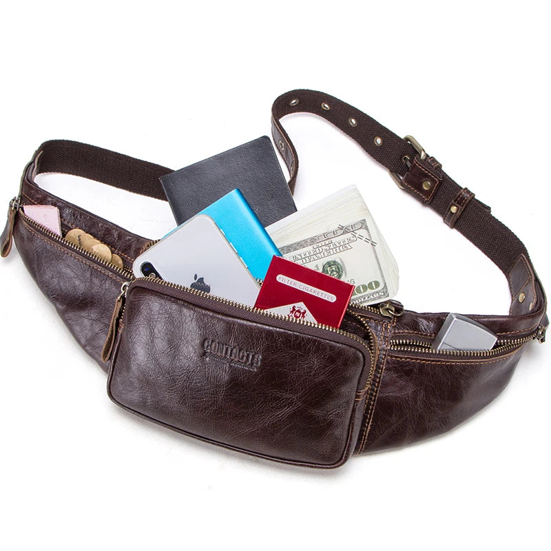Simple leather belt bag
