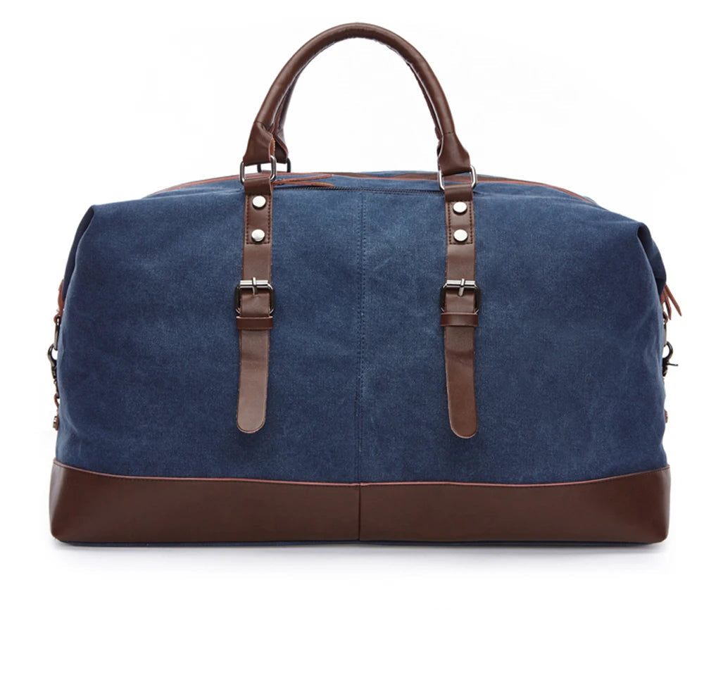 Leather men travel weekender bag