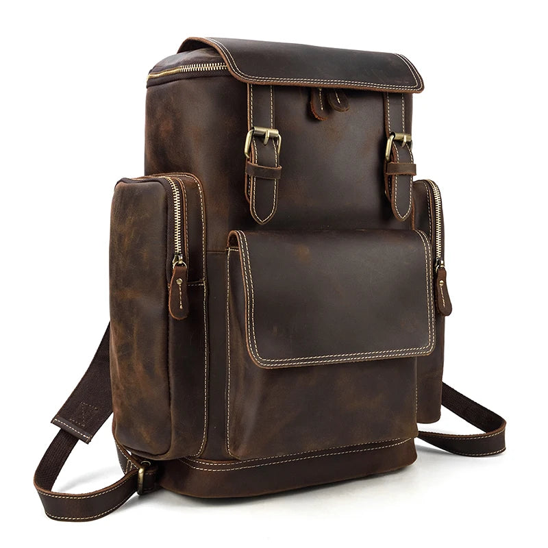 Rustic leather rucksack backpack
