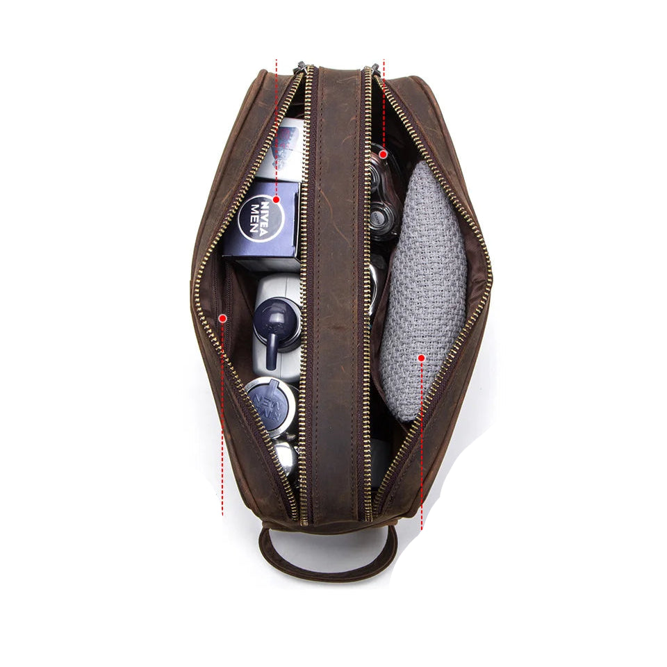 Minimalist leather toiletry bag