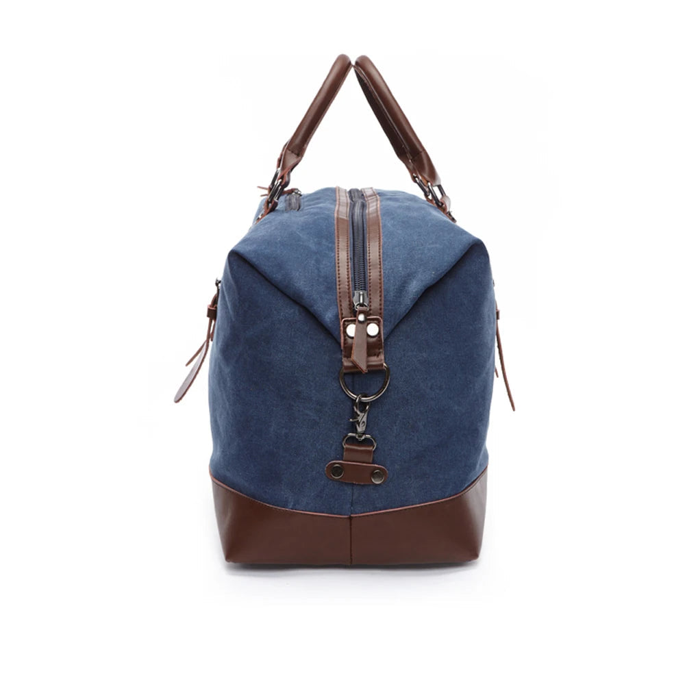Leather men travel weekender bag