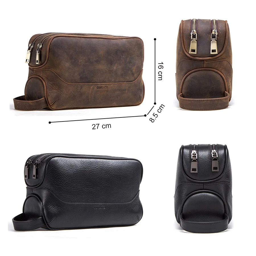 Minimalist leather toiletry bag