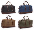Leather men travel weekender bag