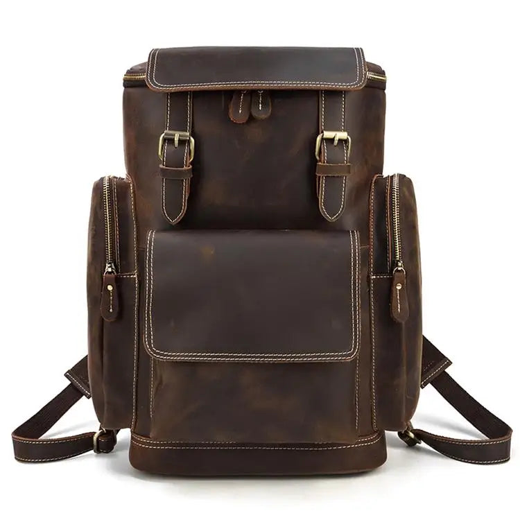 Rustic leather rucksack backpack