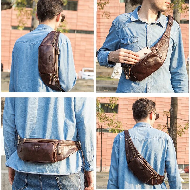 Simple leather belt bag