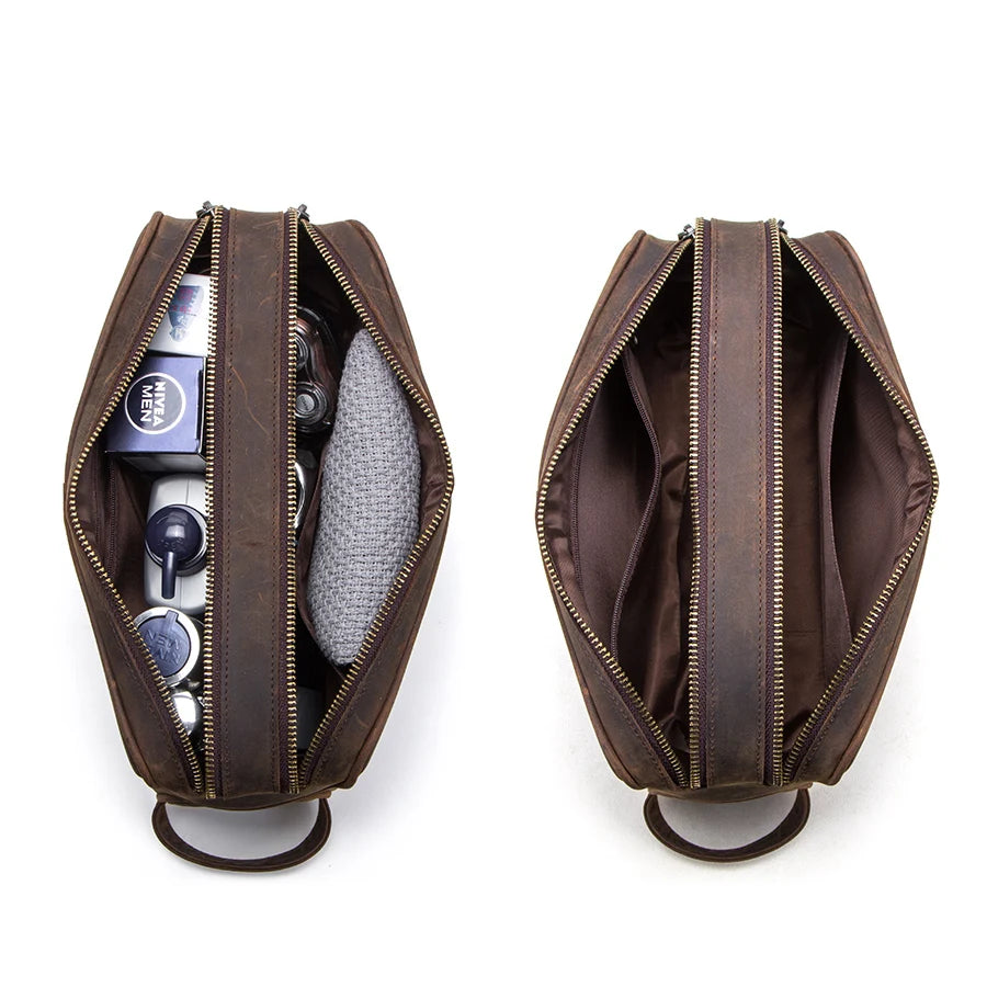 Minimalist leather toiletry bag