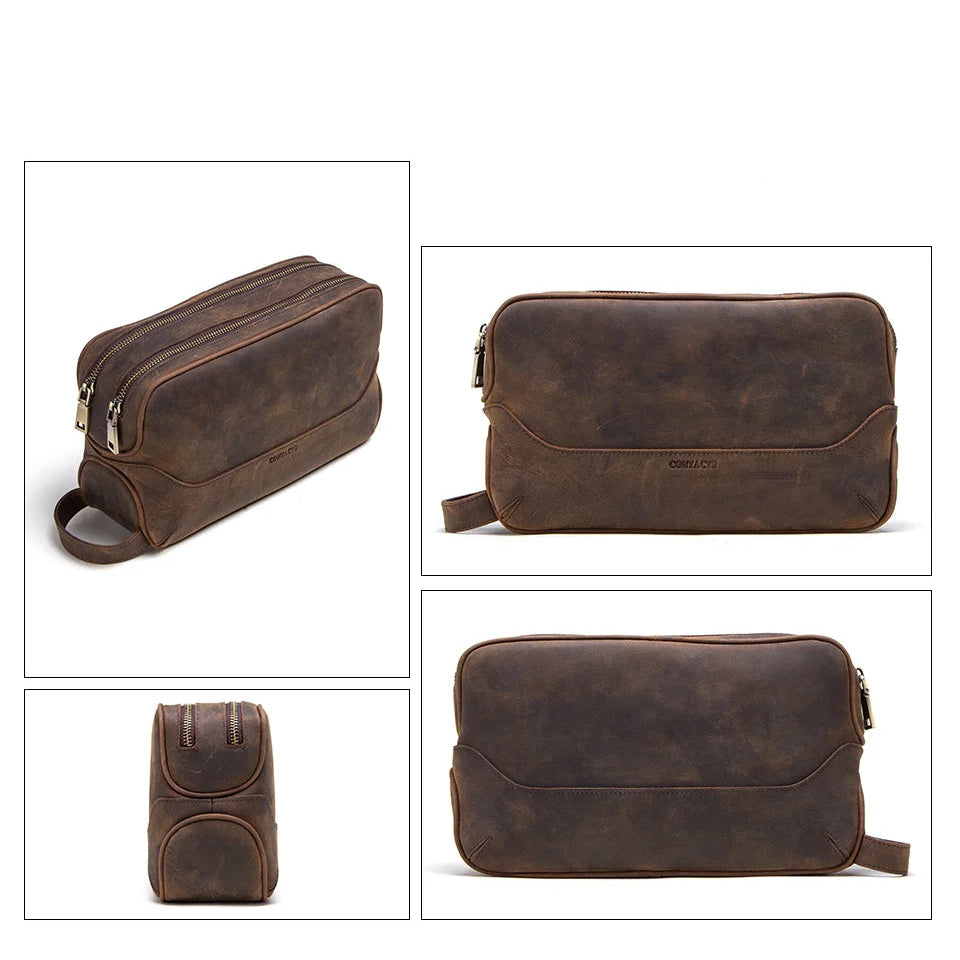 Minimalist leather toiletry bag