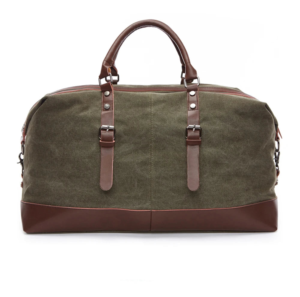 Leather men travel weekender bag