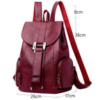 Leather knapsack with secure top flap