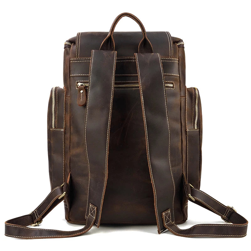 Rustic leather rucksack backpack