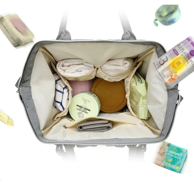 Black stroller compatible diaper backpack