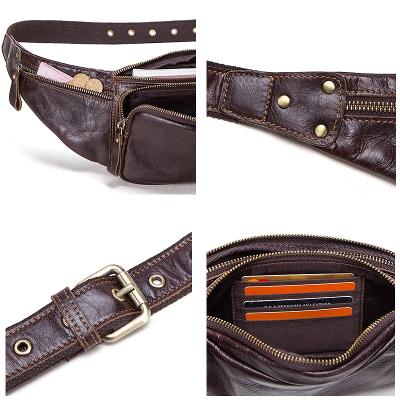 Simple leather belt bag