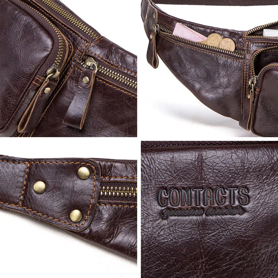 Leather belt bag for men