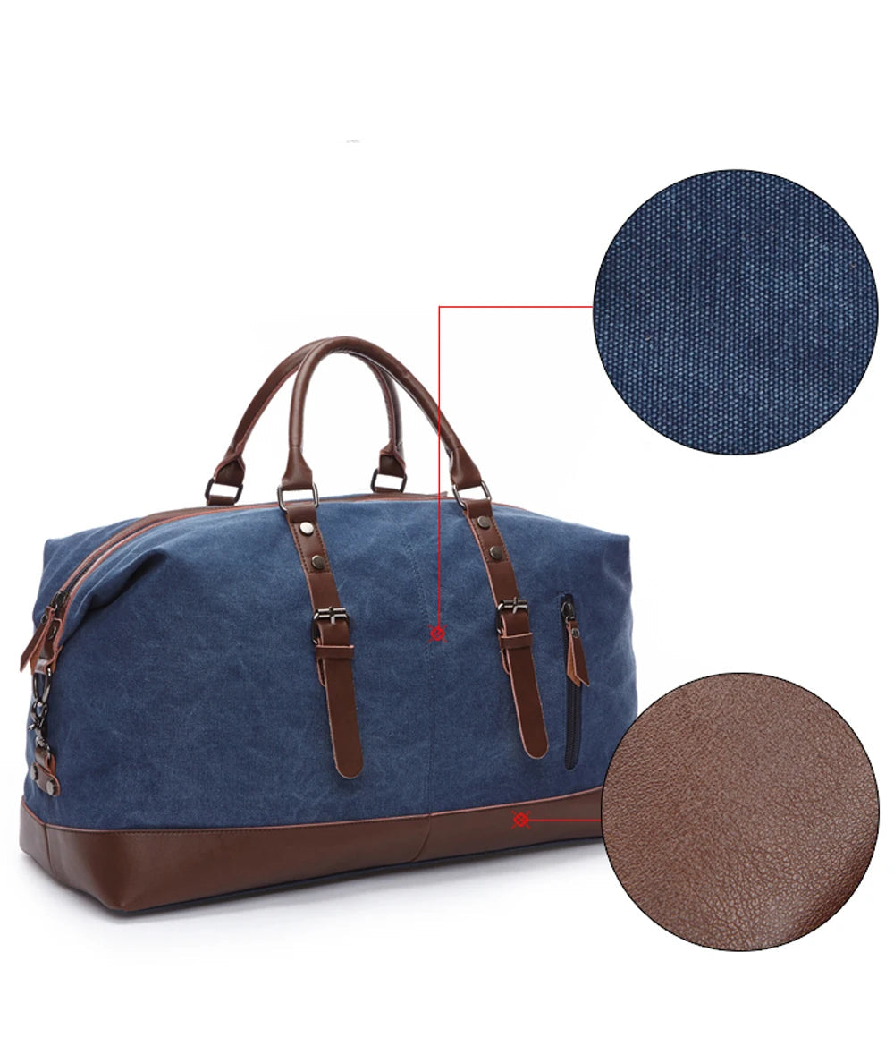 Leather men travel weekender bag