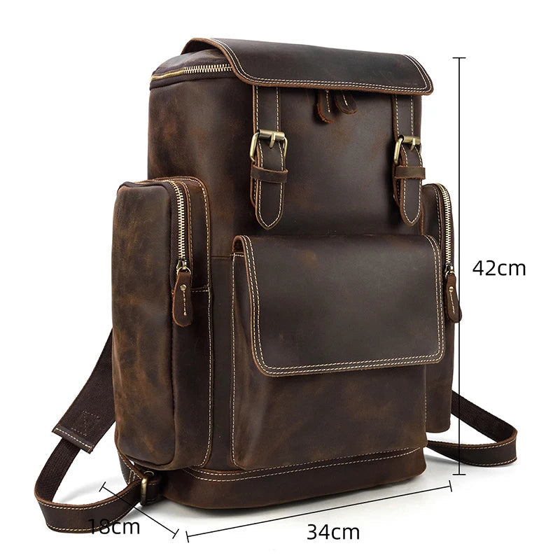 Rustic leather rucksack backpack