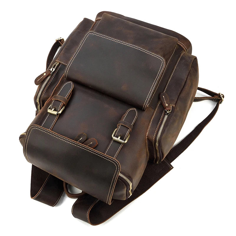 Rustic leather rucksack backpack