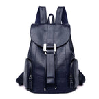 Leather knapsack with secure top flap