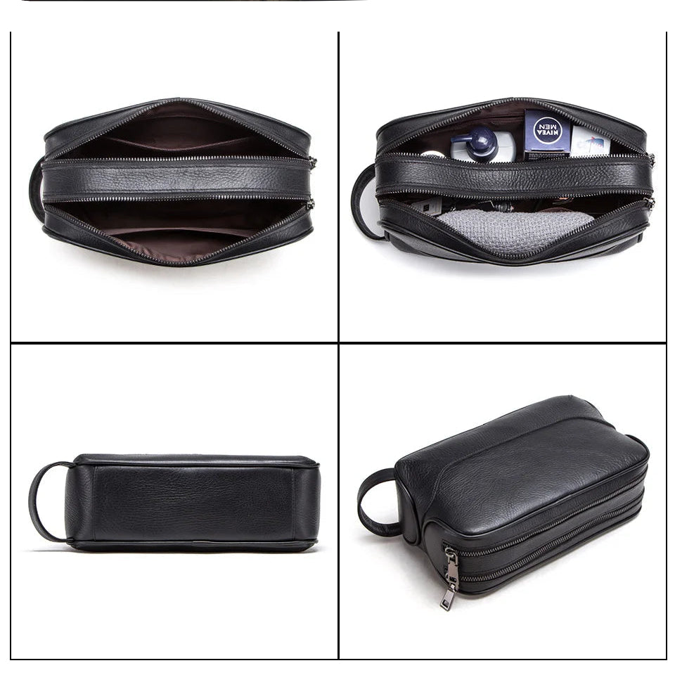 Minimalist leather toiletry bag
