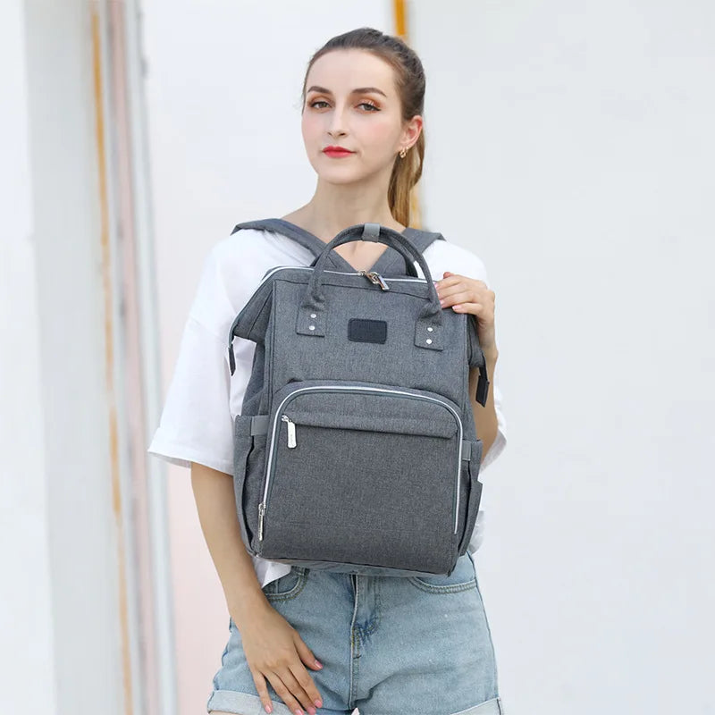 Black stroller compatible diaper backpack