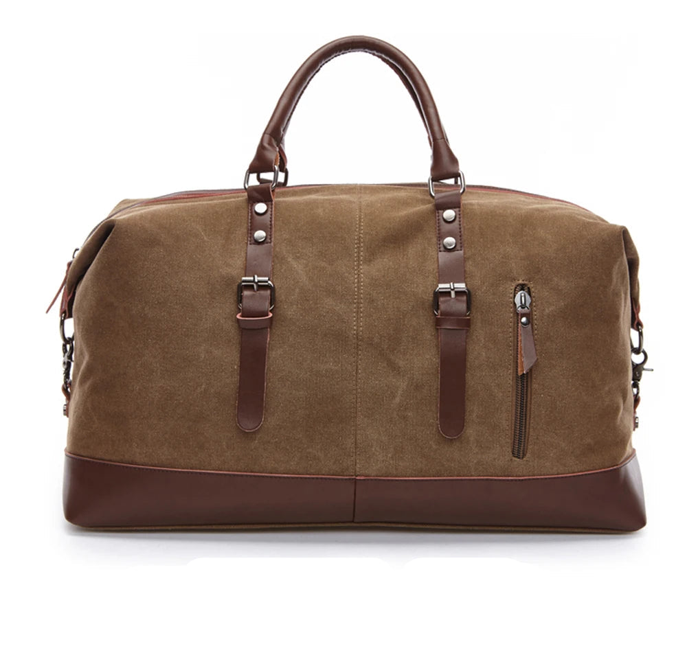 Leather men travel weekender bag
