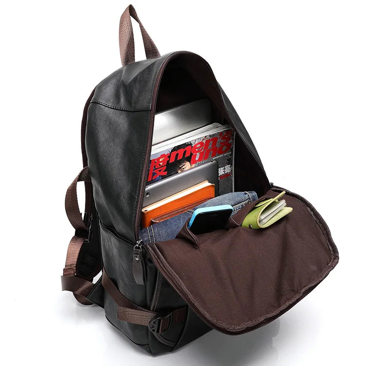 Men's premium leather fashion backpack