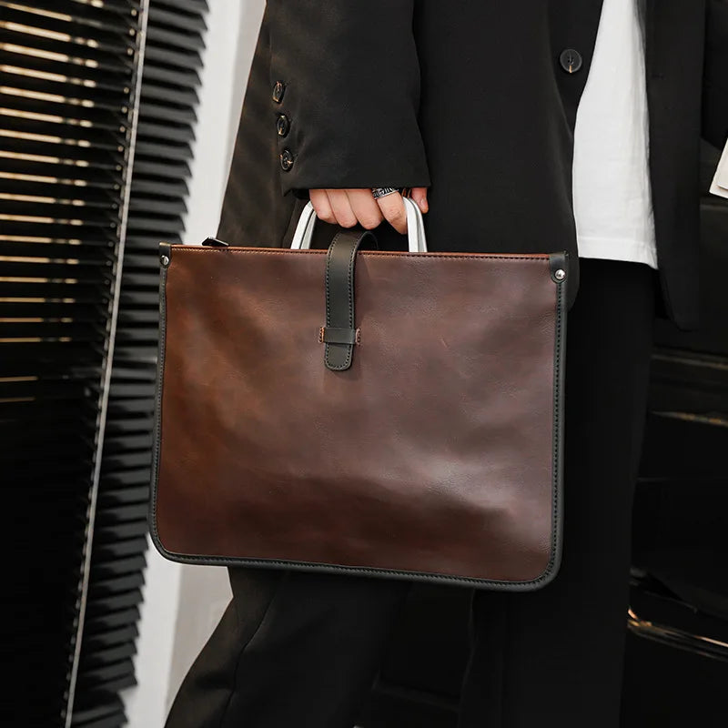 Large capacity leather messenger office bag
