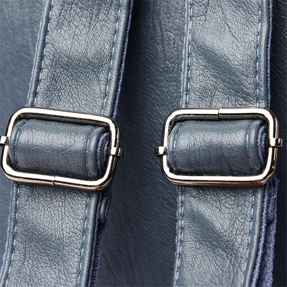 Casual leather knapsack