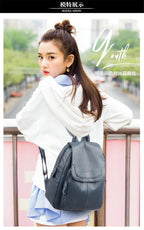 Casual leather knapsack