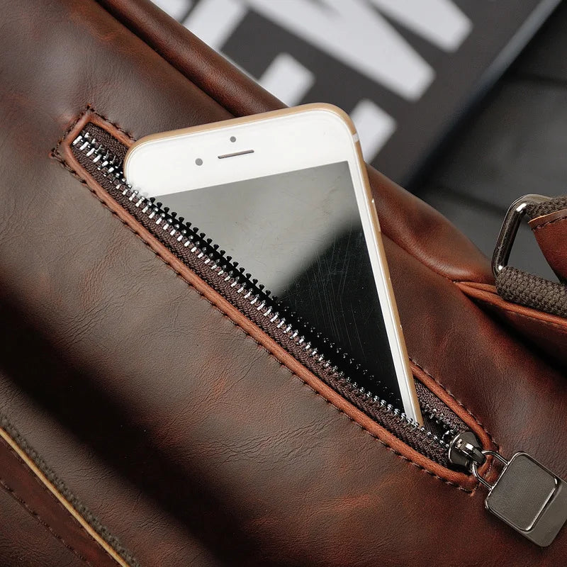 Retro men's  leather backpack