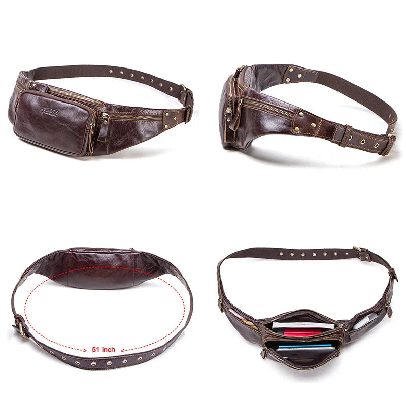 Simple leather belt bag