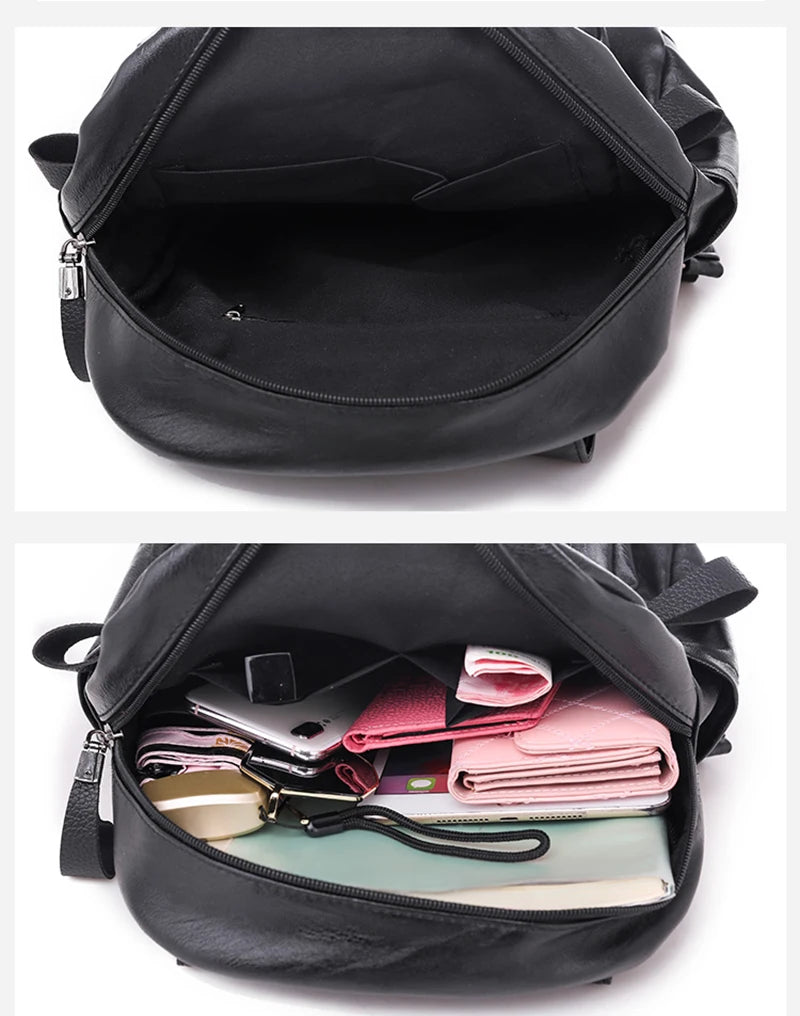 Women’s structured leather backpack