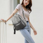 Casual leather knapsack