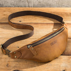 Versatile leather waist sling bag