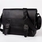 Slim leather messenger satchel