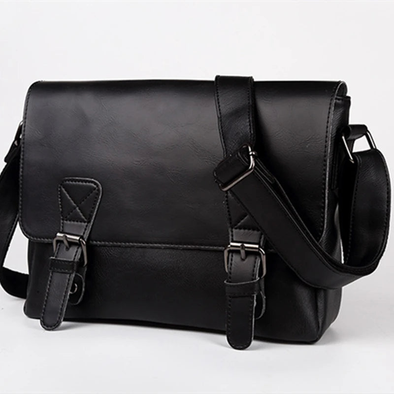 Slim leather messenger satchel
